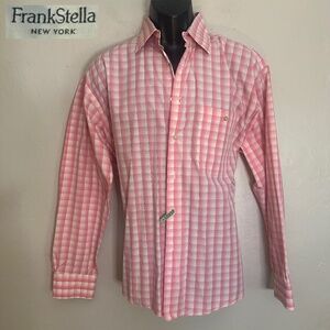 Frank Stella Plaid Long Sleeve Shirt Medium Gently worn 100% cotton 23.5" armpit